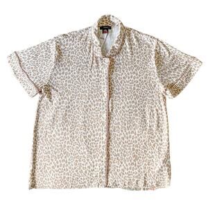 J Crew Pajama Top Button Up Cheetah Print Minimalist Comfy Loungewear Cozycore